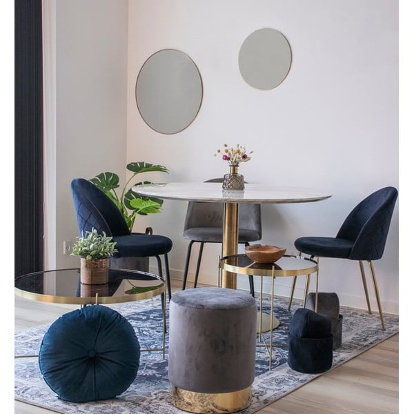 Okrągły stół z blatem w dekorze marmuru ø 110 cm Bolzano – House Nordic-image-1