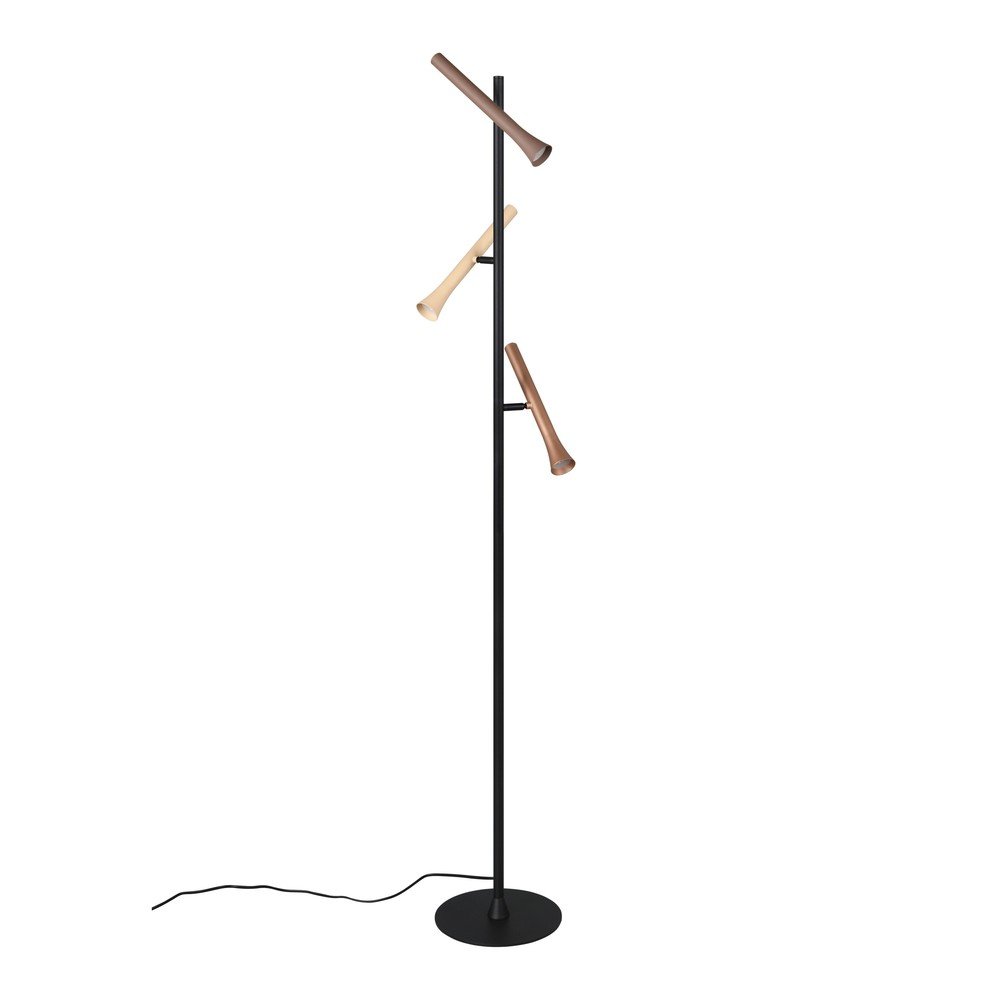 Czarna lampa stojąca LED z metalowym kloszem (wysokość 150 cm) Fiato – Trio