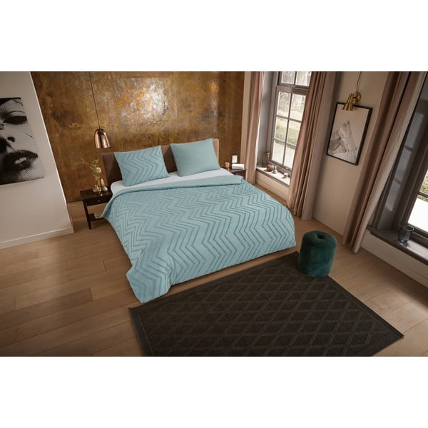 Jasnozielona pościel jednoosobowa z mikrowłókna 140x220 cm Pure Zigzag – Good Morning-image-3