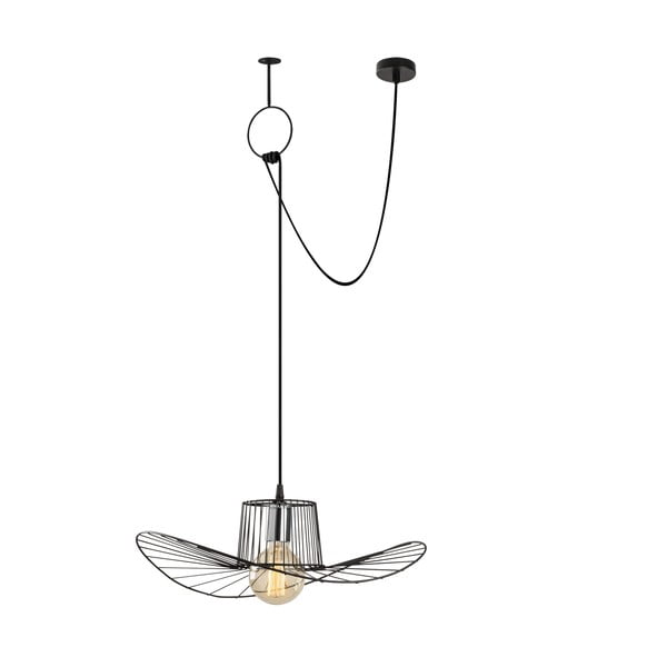 Czarna lampa wisząca z metalowym kloszem ø 50 cm Tel – Opviq lights-image-2