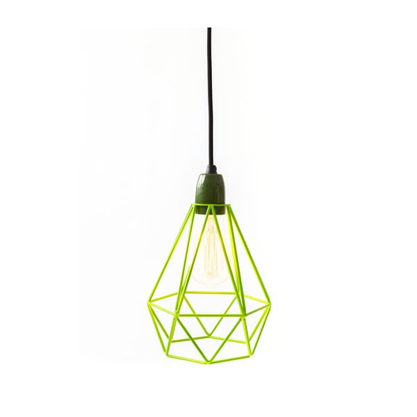 Lampa z zielonym kloszem i czarnym kablem Filament Style Diamond #1