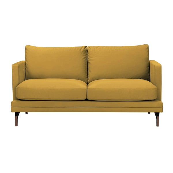 Żółta sofa 2-osobowa z konstrukcją w kolorze złota Windsor & Co Sofas Jupiter