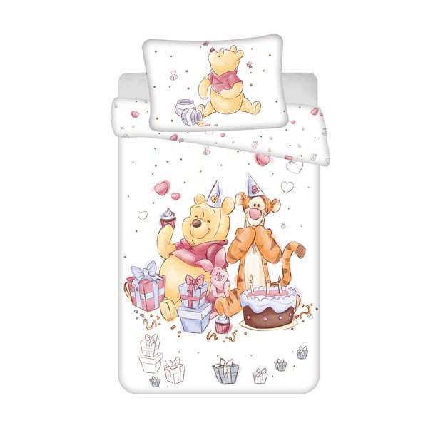 Biała bawełniana pościel dziecięca do łóżeczka 100x135 cm WTP "Birthday party" – Jerry Fabrics