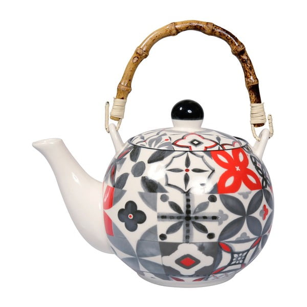 Porcelanowy dzbanek do herbaty Sema Carreau Rouge 