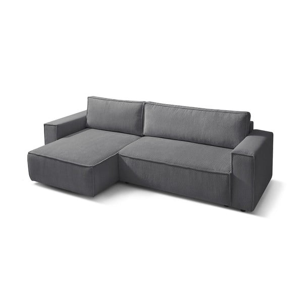 Ciemnoszary sztruksowy rozkładany narożnik (strona zmienna) Nihad – Bobochic Paris-image-4