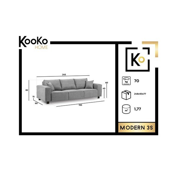 Ciemnoszara sofa Kooko Home Modern, 245 cm-image-1
