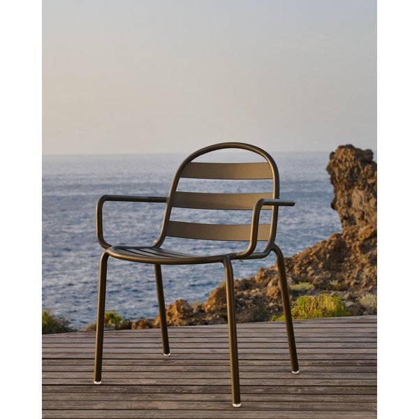 Ciemnoszare metalowe krzesła ogrodowe zestaw 4 szt. Joncols – Kave Home-image-1