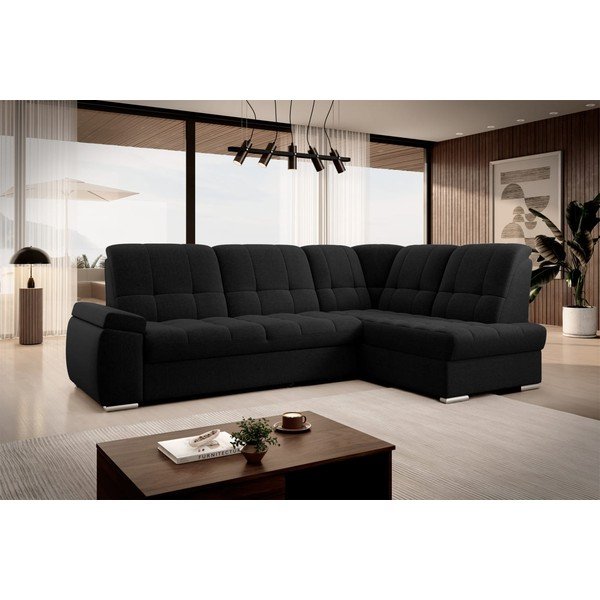 Czarny rozkładany/ze schowkiem narożnik (prawostronny/w kształcie litery L) Sado – ELTAP-image-4