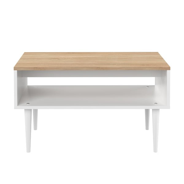 Biały stolik z blatem w dekorze dębu 80x47 cm Horizon – TemaHome 