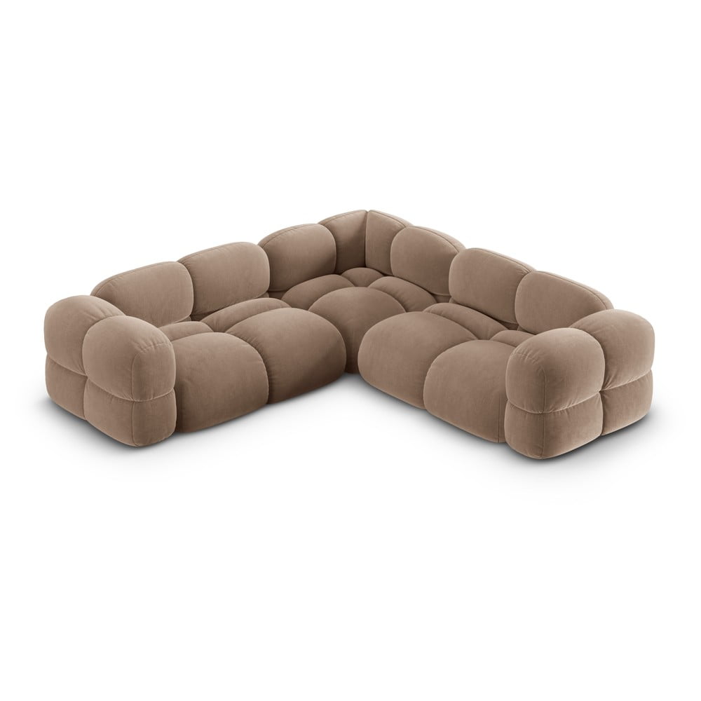 Brązowy aksamitny narożnik Loretto – Cosmopolitan Design (zdjęcie 3)
