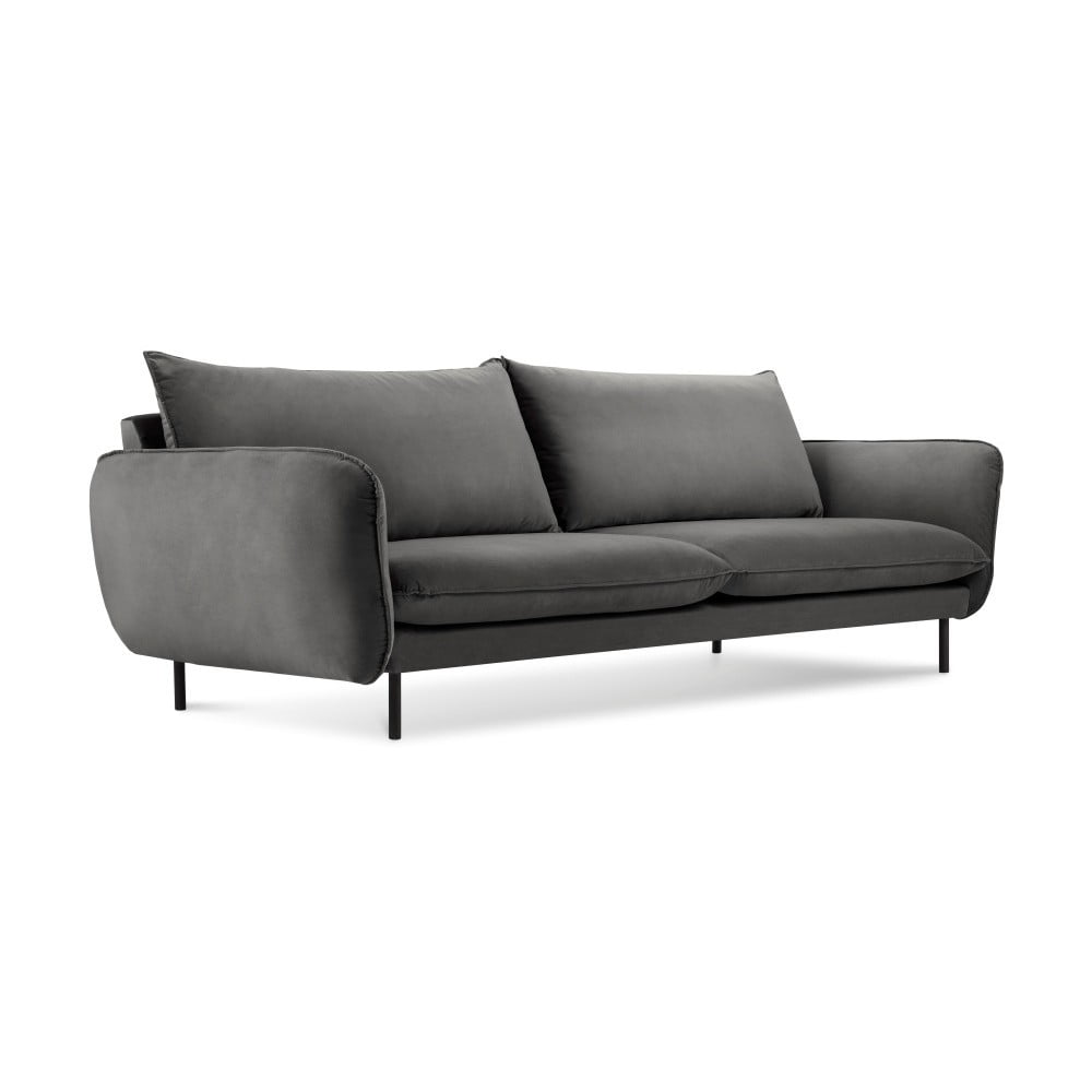 Ciemnoszara aksamitna sofa Cosmopolitan Design Vienna, 200 cm