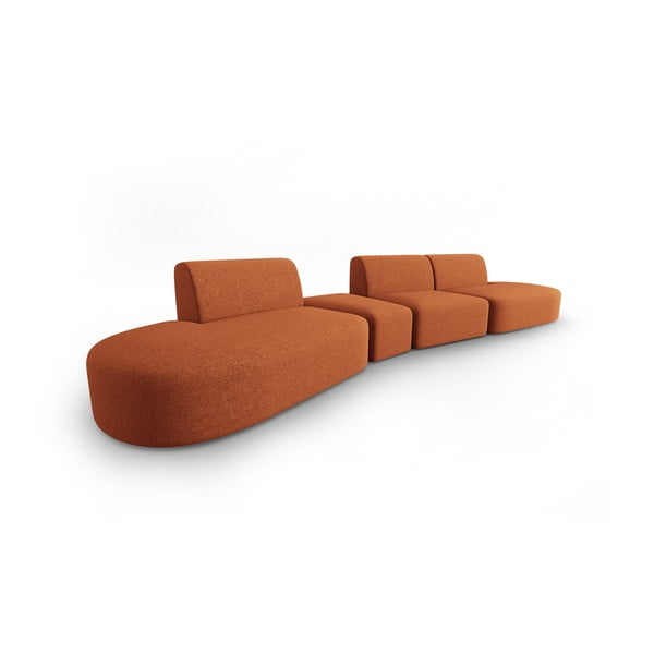 Sofa  z tkaniny szenilowej lewostronna w kolorze terakoty 428 cm Paolo – Milo Casa-image-2
