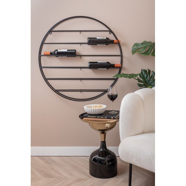 Czarny wiszący metalowy regał na wino liczba butelek 12 80x80x9 cm Redondo – PT LIVING-image-1