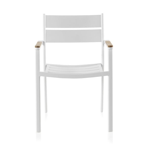 Białe krzesło ogrodowe z drewnem tekowym Geese Giulia, szer. 56 cm