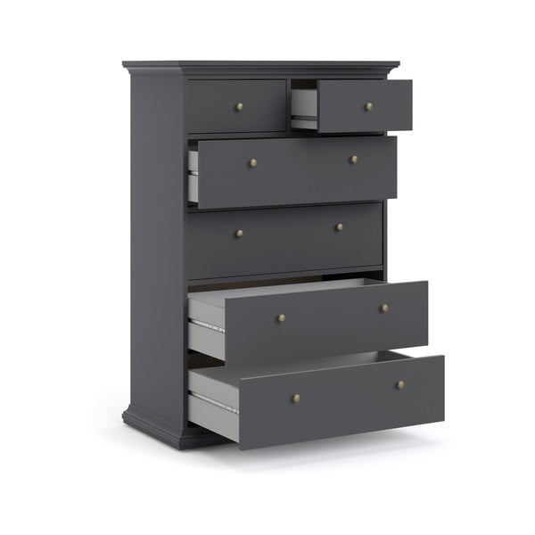 Szara wysoka komoda 96x140 cm Paris – Tvilum-image-4