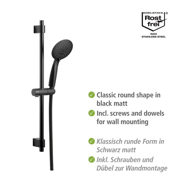 Czarny zestaw prysznicowy ze stali nierdzewnej 66 cm Young – Wenko-image-3