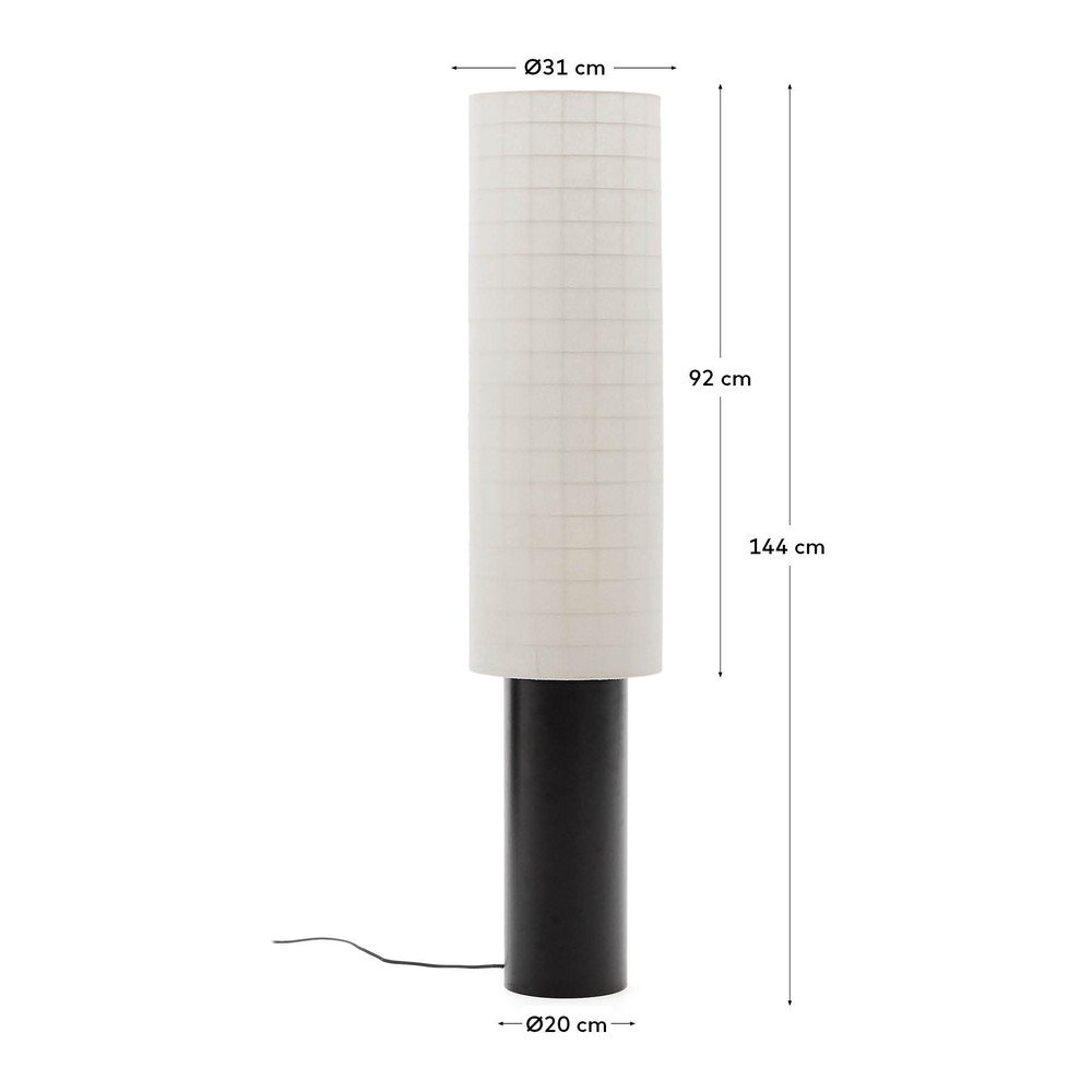 Biało-czarna lampa stojąca z tekstylnym kloszem (wysokość 142 cm) Dulan – Kave Home (zdjęcie 8)