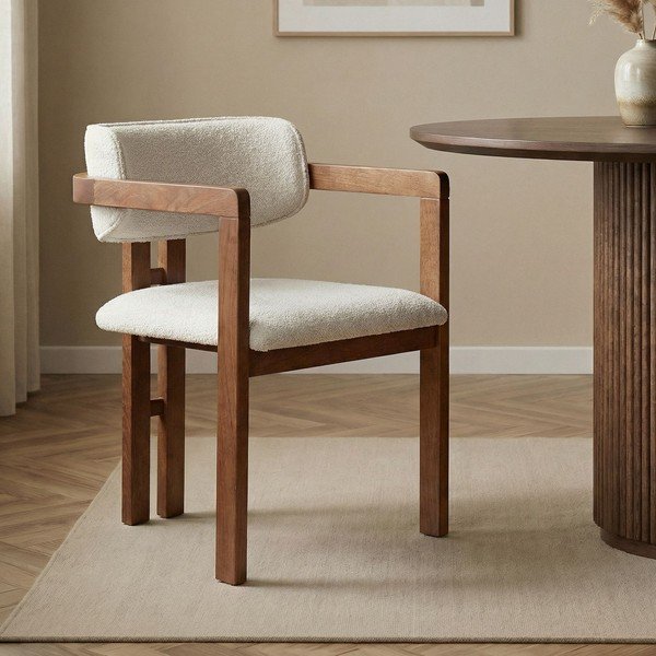 Biały fotel jadalniany z podłokietnikami Toscana – Kalune Design-image-1