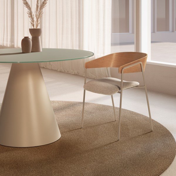 Jasnoszare/w naturalnym kolorze tapicerowane fotele jadalniane zestaw z podłokietnikami 2 szt. Cora – MOME-image-1