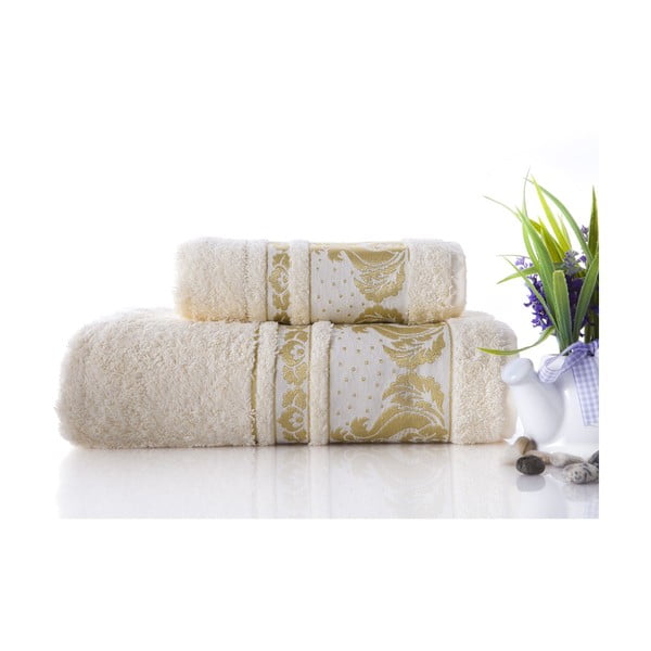 Zestaw 2 ręczników Antik Gold Cream, 70x140 i 50x90 cm