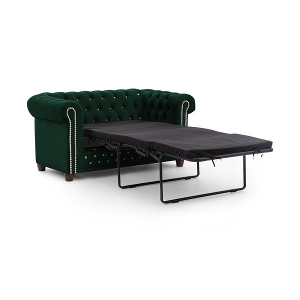 Zielona aksamitna rozkładana sofa 148 cm York Blik – Ropez-image-2