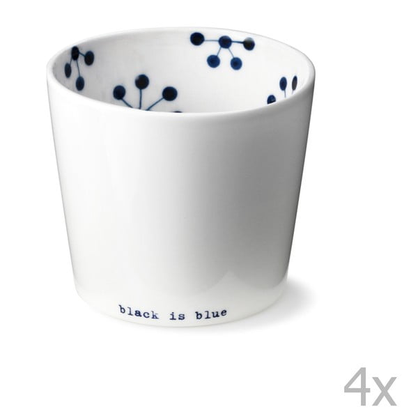 Zestaw 4 porcelanowych kubków ręcznie malowanych Anne Black Is Blue, wys. 7,5 cm