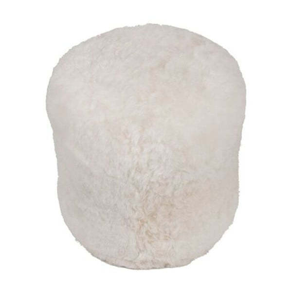 Puf futrzany z bardzo krótkim włosiem  Natural White, 42x42x46 cm