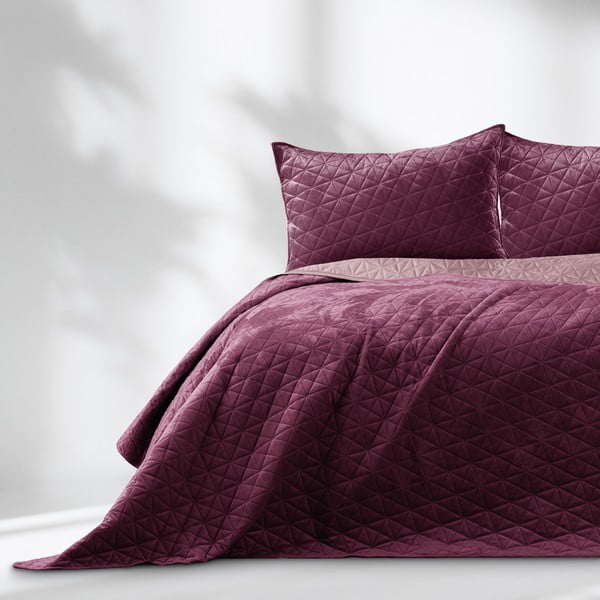 Ciemnoróżowa narzuta pikowana z aksamitu 170x210 cm Laila – AmeliaHome