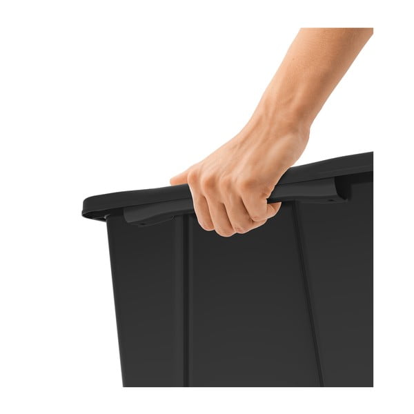 Czarny błyszczący pojemnik plastikowy z pokrywką Evo Easy − Rotho-image-1