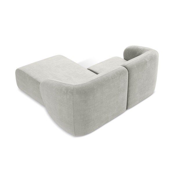 Jasnoszary narożnik z tkaniny szenilowej (prawostronny/z szezlongiem) Lani – Makamii-image-3