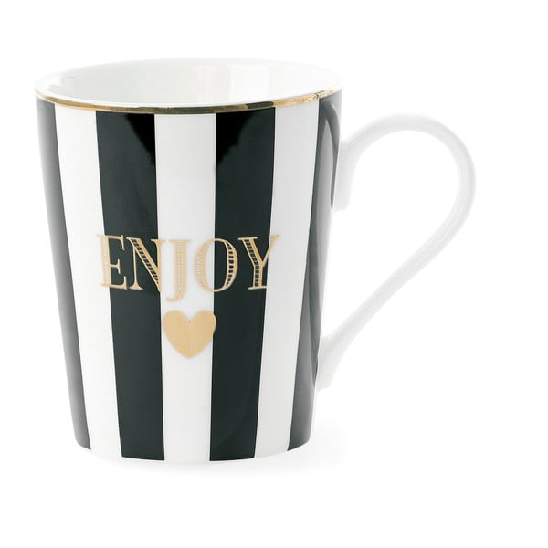 Kubek ceramiczny Miss Étoile Enjoy Black Stripes, 8 cm