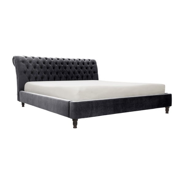Ciemnoszare łóżko z czarnymi nogami Vivonita Allon, 160x200 cm