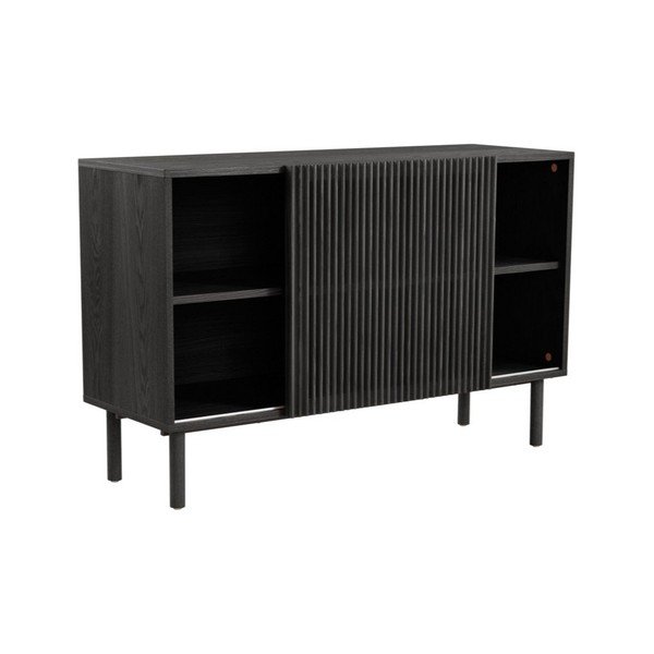 Czarna szafka w dekorze jesionu z drzwiami przesuwnymi 124x80x45 cm Sion – Jotex-image-2