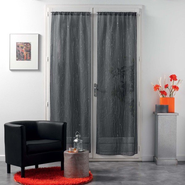 Antracytowe firanki z woalu zestaw 2 szt. 70x200 cm Filiane – douceur d'intérieur-image-2