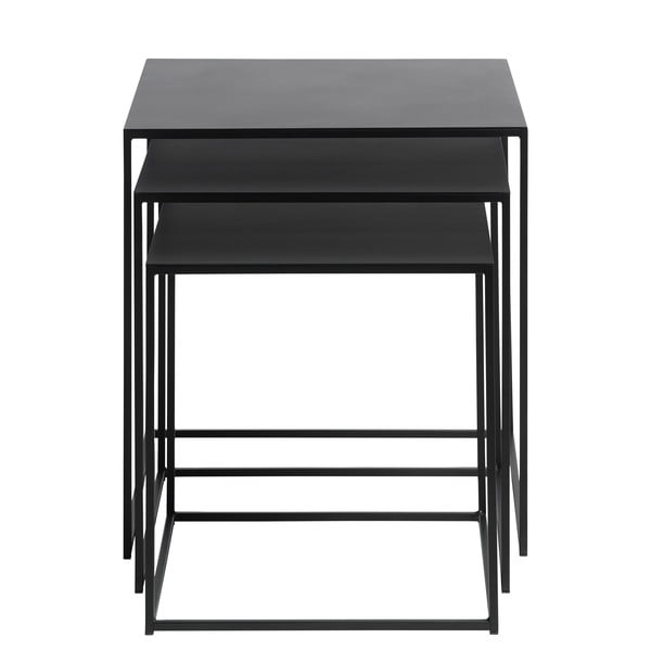 Czarne metalowe stoliki zestaw 3 szt. 50x50 cm Pebble – Unique Furniture-image-3