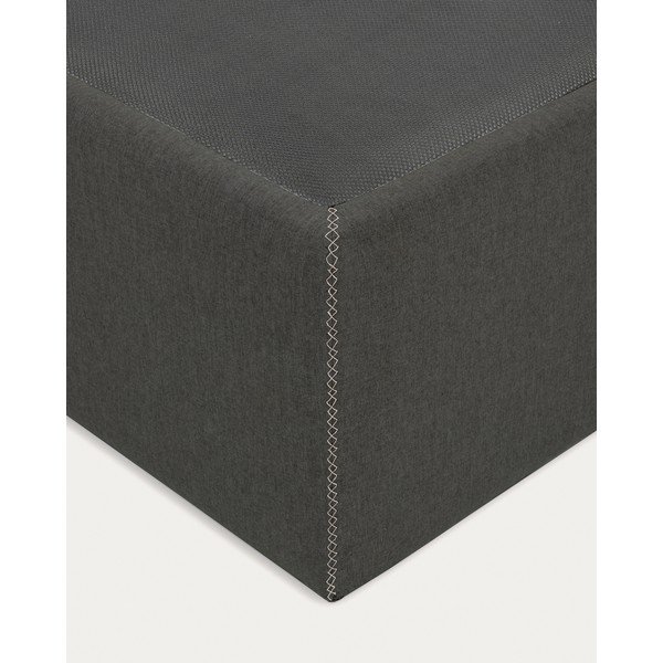 Czarne tapicerowane łóżko jednoosobowe ze schowkiem 90x190 cm Matters – Kave Home-image-3