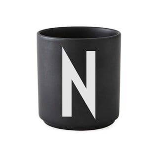 Czarny porcelanowy kubek Design Letters Alphabet N 250 ml
