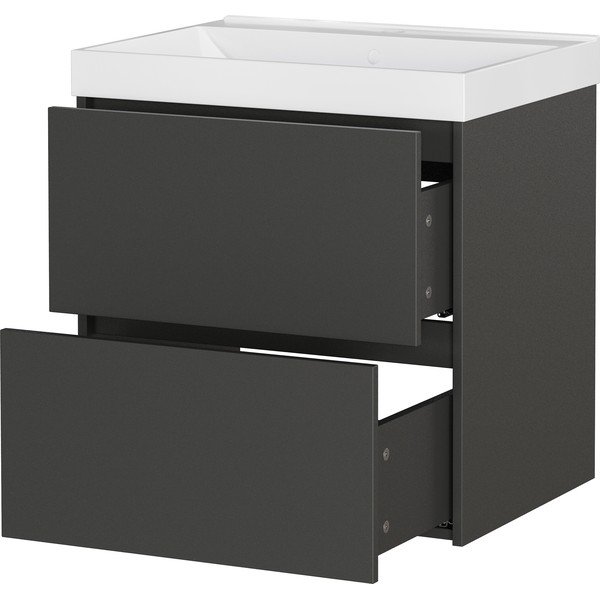 Antracytowa wisząca szafka pod umywalkę z matowym wykończeniem 61x65 cm Bodera – Germania-image-4