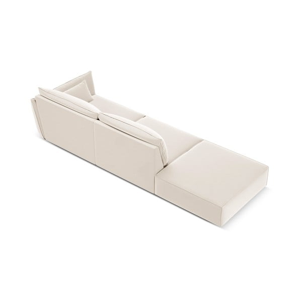 Beżowa aksamitna sofa prawostronna 264 cm Vanda – Mazzini Sofas-image-3