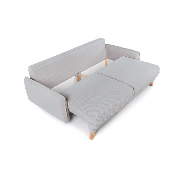 Jasnoszara sztruksowa rozkładana/ze schowkiem sofa 218 cm Tori – Bonami Selection-image-3