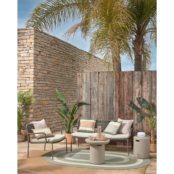 Zielono-beżowa poszewka na poduszkę z tworzywa z recyklingu Kave Home Leeith, 45x45 cm-image-3