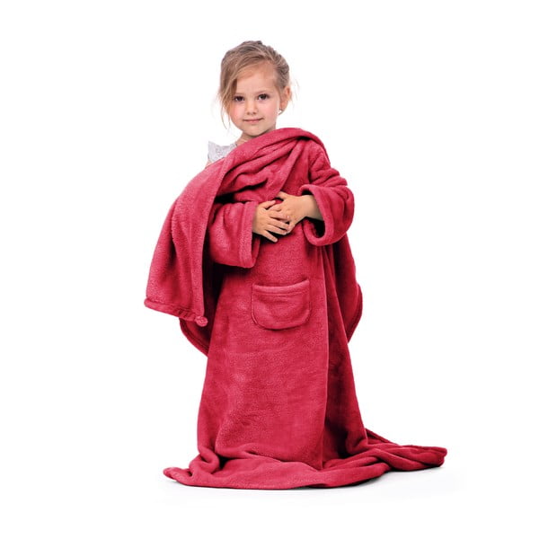 Czerwony kocyk dziecięcy z rękawami DecoKing Lazykids-image-2