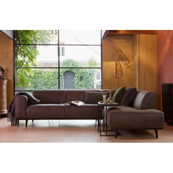 Czarny stolik z blatem z drewna tekowego z recyklingu BePureHome Shape-image-1