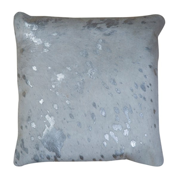 Biała skórzana poduszka ze srebrnymi detalami Pipsa Pennio, 45x45 cm