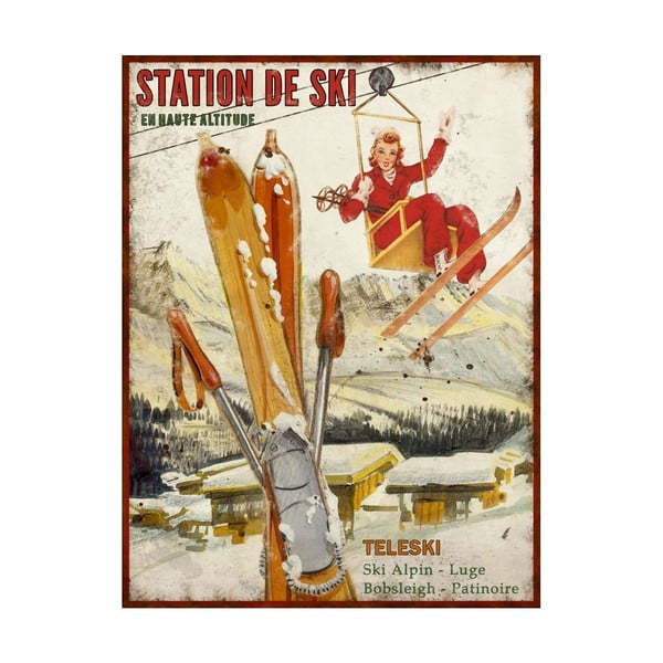 Metalowa tabliczka 25x33 cm Station de Ski – Antic Line