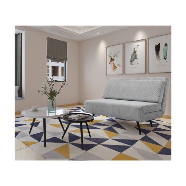 Jasnoszara sztruksowa rozkładana sofa 140 cm Mallory – Støraa-image-3