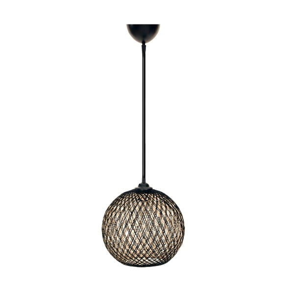 Czarno-ciemnobrązowa lampa wisząca z kloszem z juty ø 24 cm – Opviq lights