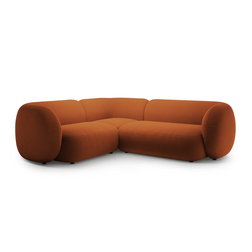 Aksamitny narożnik (lewostronny/w kształcie litery L) w kolorze terakoty Kate – Micadoni