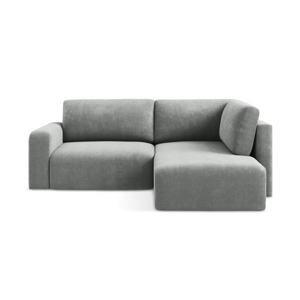 Szary rozkładany/ze schowkiem narożnik z tkaniny szenilowej (prawostronny/w kształcie litery L) Kona – Makamii