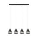 Czarna lampa wisząca ze szklanym kloszem ø 15 cm Tarifa – Trio